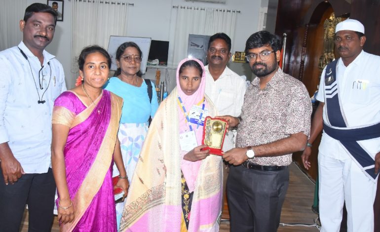 రాష్ట్ర స్థాయిలో సత్తా చాటిన CWSN విద్యార్థిని అభినందించిన కలెక్టర్ డీకే బాలాజీ