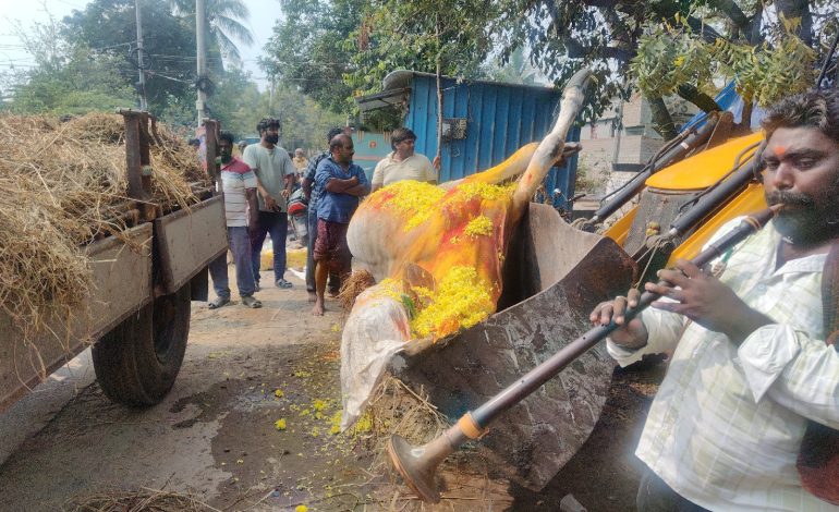 చనిపోయిన ఆంబోతుకు ఘనంగా అంతిమయాత్ర